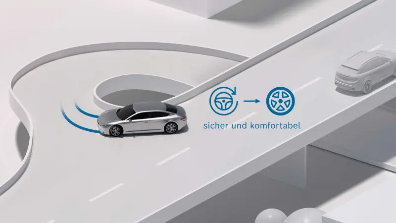 Eine 3D-Grafik als Symbolbild für Lenkungssysteme von Bosch Engineering